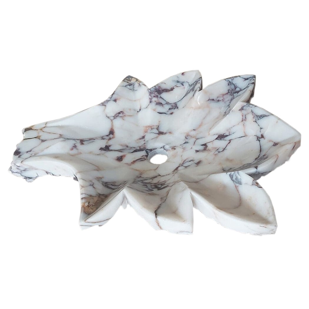 Villohome | Online Flooring Shop Stone Sinks 8-14 Weeks / (W)20" (L)24" (H)5" / Honed Calacatta Viola Marble Leaf Design Above Vanity Bathroom Sink Honed Calacatta Viola Marble Leaf Design Above Vanity Bathroom Sink Honed