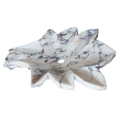 Villohome | Online Flooring Shop Stone Sinks 8-14 Weeks / (W)20" (L)24" (H)5" / Honed Calacatta Viola Marble Leaf Design Above Vanity Bathroom Sink Honed Calacatta Viola Marble Leaf Design Above Vanity Bathroom Sink Honed