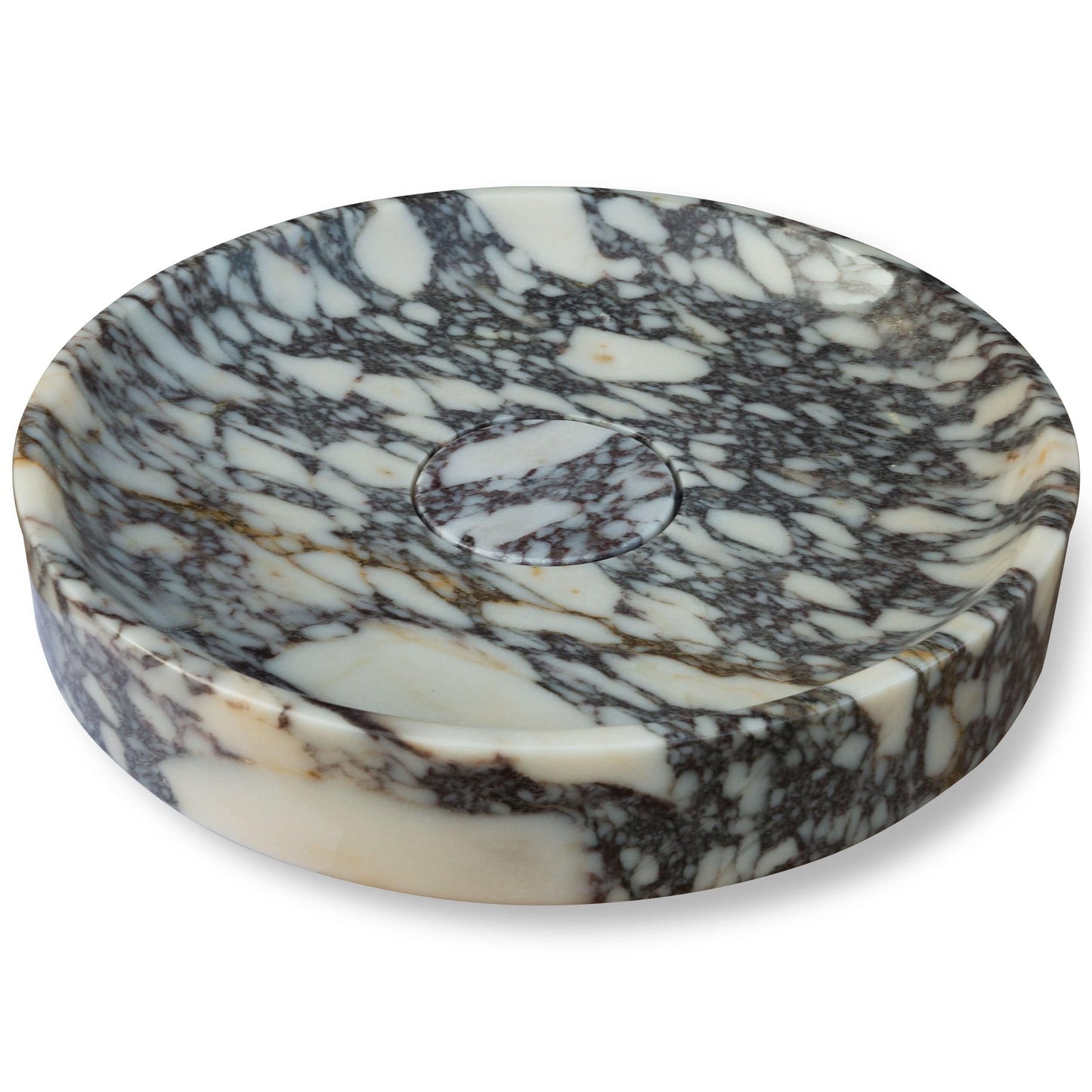 Villohome | Online Flooring Shop Stone Sinks Calacatta Viola Marble Natural Stone Round Above Vanity Bathroom Sink Polished (D)15.5" (H)4.5" Calacatta Viola Marble Natural Stone Round Above Vanity Bathroom Sink Polished (D)15.5" (H)4.5"