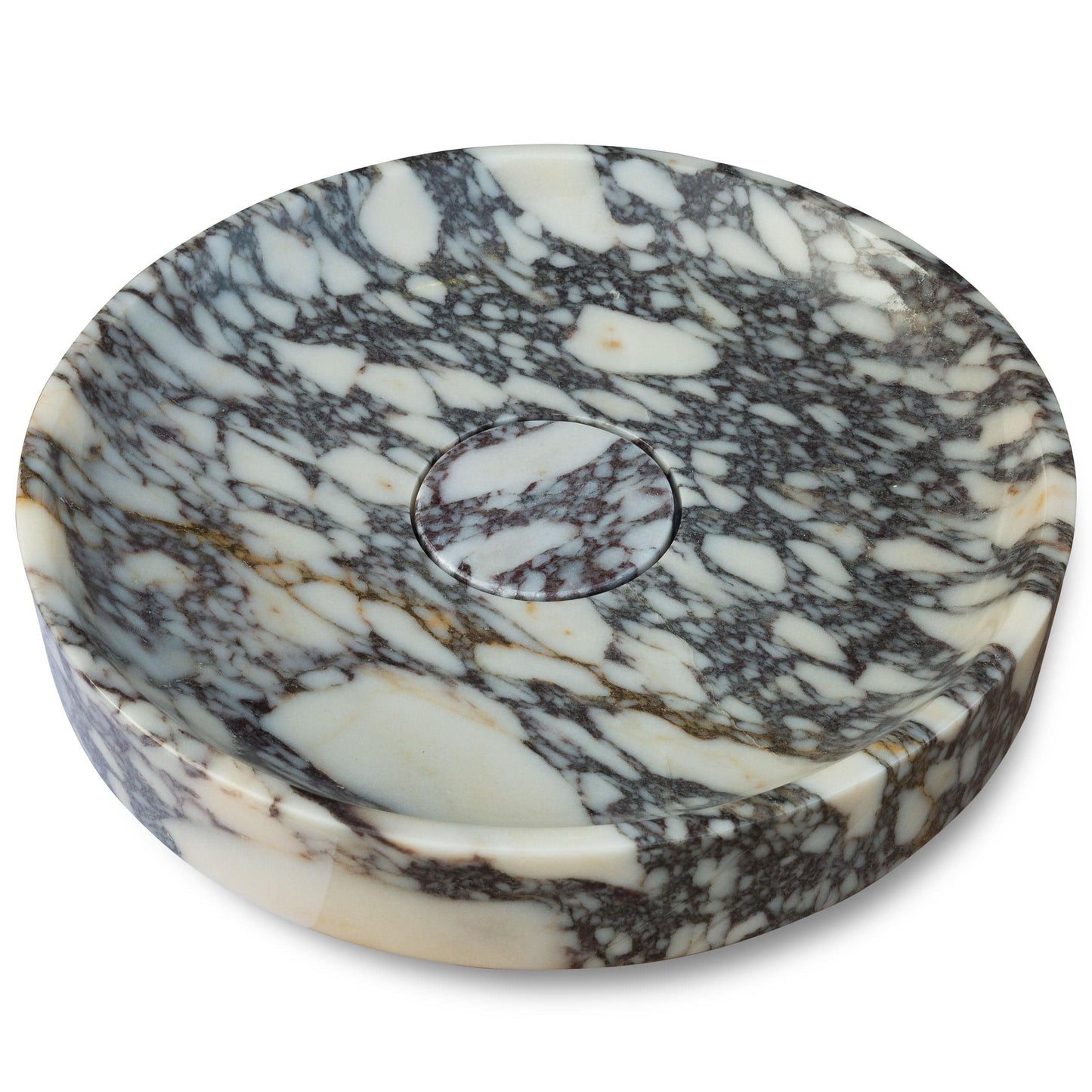 Villohome | Online Flooring Shop Stone Sinks Calacatta Viola Marble Natural Stone Round Above Vanity Bathroom Sink Polished (D)15.5" (H)4.5" Calacatta Viola Marble Natural Stone Round Above Vanity Bathroom Sink Polished (D)15.5" (H)4.5"