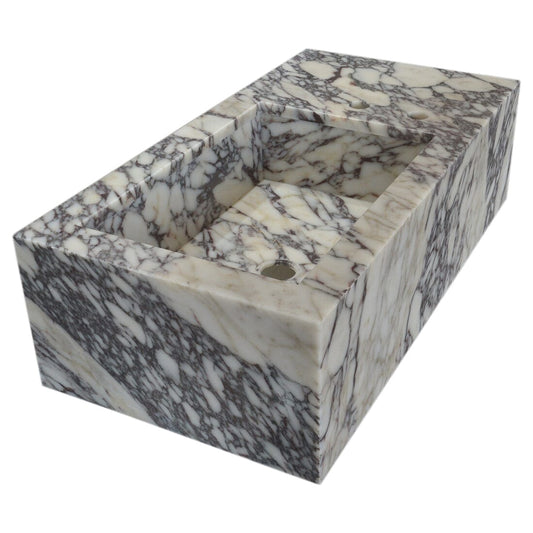 Villohome | Online Flooring Shop Stone Sinks 8-14 Weeks / (W)16" (W)32" (H)9" / Polished Calacatta Viola Marble Rectangular Wall-mount Bathroom Sink Side Faucet Holes (W)16" (L)32" (H)9" Calacatta Viola Marble Rectangular Wall-mount Bathroom Sink Side Faucet Holes (W)16" (L)32" (H)9"