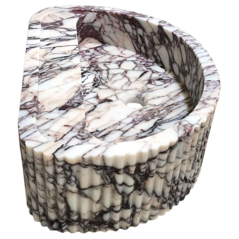 Villohome | Online Flooring Shop Stone Sinks Calacatta Viola Marble Wall-Mount Bathroom Fluted Marble Sink (W)16" (L)24" (H)8" Calacatta Viola Marble Wall-Mount Bathroom Fluted Marble Sink (W)16" (L)24" (H)8"