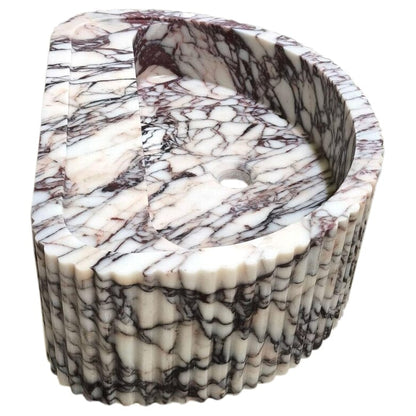 Villohome | Online Flooring Shop Stone Sinks Calacatta Viola Marble Wall-Mount Bathroom Fluted Marble Sink (W)16" (L)24" (H)8" Calacatta Viola Marble Wall-Mount Bathroom Fluted Marble Sink (W)16" (L)24" (H)8"