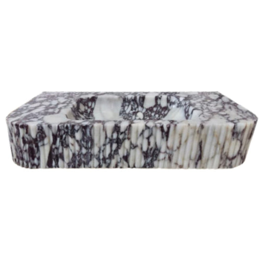Villohome | Online Flooring Shop Stone Sinks Calacatta Viola Marble Wall-mount Bathroom Vanity Sink Ribbed Textured Front (W)18" (L)32" Calacatta Viola Marble Wall-mount Bathroom Vanity Sink Ribbed Textured Front (W)18" (L)32"