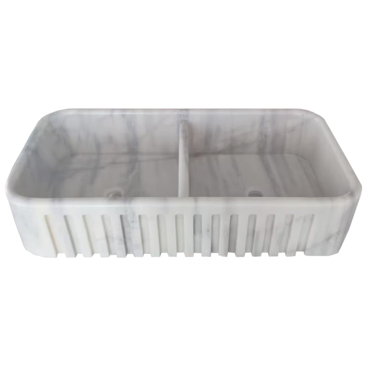 Villohome | Online Flooring Shop Stone Sinks Carrara White Marble Farmhouse Apron Kitchen Double Sink (W)18" (L)36" (H)8" Carrara White Marble Farmhouse Apron Kitchen Double Sink (W)18" (L)36" (H)8"