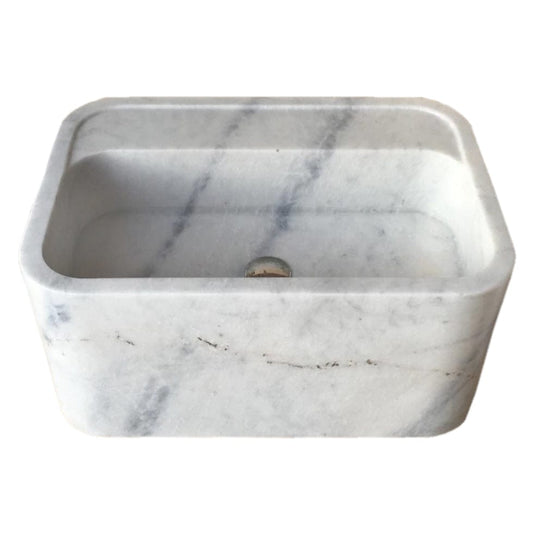 Villohome | Online Flooring Shop Stone Sinks Carrara White Marble Rectangular Wall-mount Bathroom Sink (W)16" (L)24" (H)12" Carrara White Marble Rectangular Wall-mount Bathroom Sink (W)16" (L)24" (H)12"