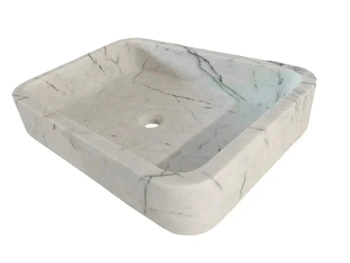 Villohome | Online Flooring Shop Stone Sinks Carrara White Marble Rectangular Wall-mount Bathroom Sink (W)16" (L)24" (H)5" Carrara White Marble Rectangular Wall-mount Bathroom Sink (W)16" (L)24" (H)5"