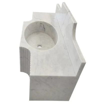 Villohome | Online Flooring Shop Stone Sinks Carrara White Marble Wall-mount Bathroom Sink with 10" Backsplash (W)18" (L)48" (H)10" Carrara White Marble Wall-mount Bathroom Sink with 10" Backsplash (W)18" (L)48" (H)10"