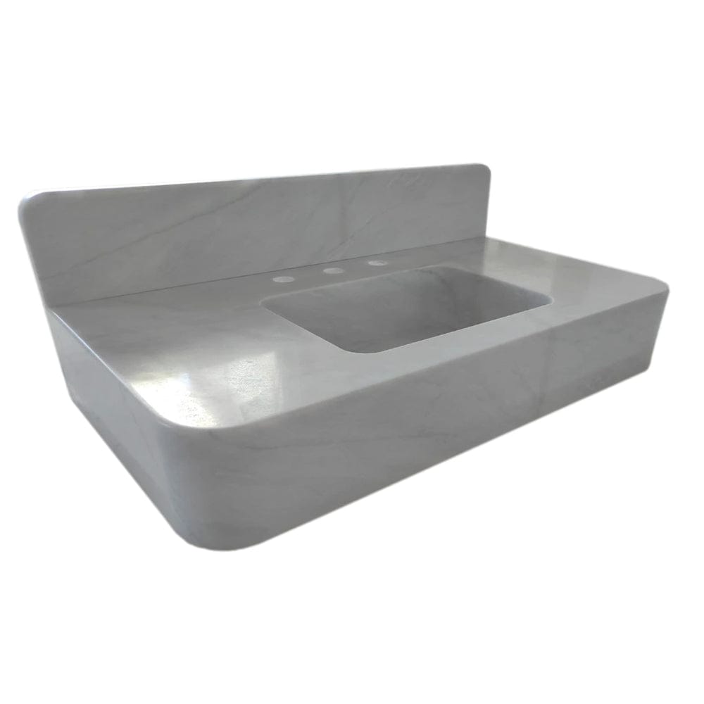 Villohome | Online Flooring Shop Stone Sinks Carrara White Marble Wall-mount Bathroom Sink with Backsplash (W)18" (L)36" (H)6" Carrara White Marble Wall-mount Bathroom Sink with Backsplash (W)18" (L)36" (H)6"