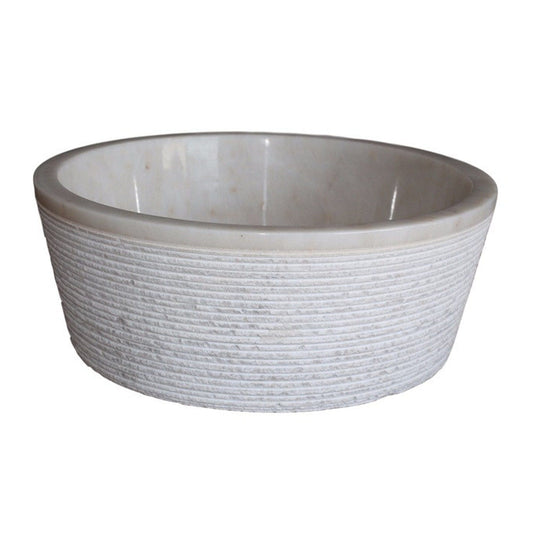 Villohome | Online Flooring Shop Stone Sinks European Sugar Marble Tapered Bathroom Above Vanity Vessel Sink (D)16" (H)6" European Sugar Marble Tapered Bathroom Above Vanity Vessel Sink (D)16" (H)6"