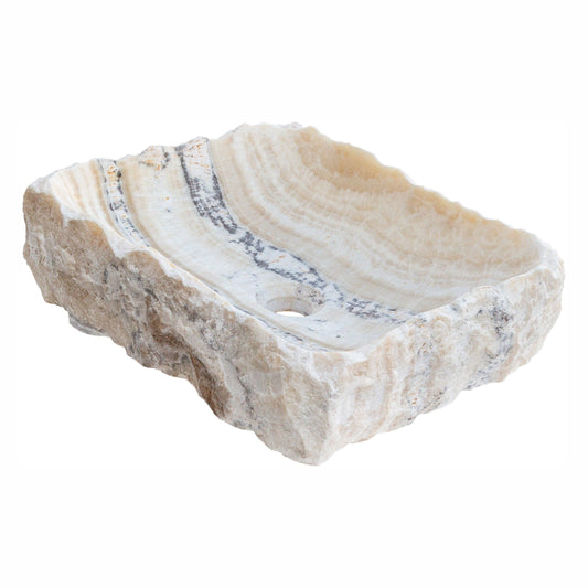 Villohome | Online Flooring Shop Stone Sinks Honey Onyx Rectangular Above Vanity Bathroom Sink Polished Interior Hand-chiseled Exterior Honey Onyx Rectangular Above Vanity Bathroom Sink Polished Interior Hand-chiseled Exterior