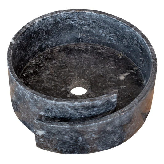 Villohome | Online Flooring Shop Stone Sinks Natural Stone Black Marble Design Above Vanity Bathroom Sink Polished (D)16" (H)6" Natural Stone Black Marble Design Above Vanity Bathroom Sink Polished (D)16" (H)6"