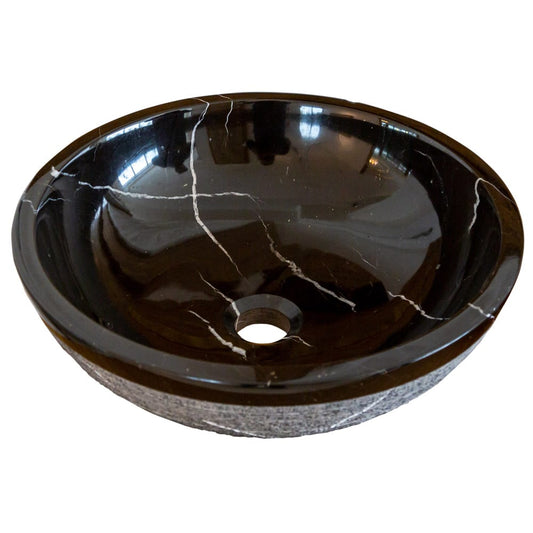 Villohome | Online Flooring Shop Stone Sinks Natural Stone Toros Black Marble Above Vanity Bathroom Sink Rustic Outside (D)16" (H)6" Natural Stone Toros Black Marble Above Vanity Bathroom Sink Rustic Outside (D)16" (H)6"