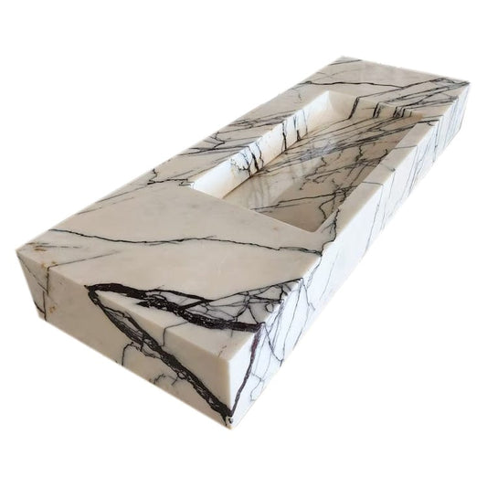 Villohome | Online Flooring Shop Stone Sinks 8-14 Weeks / (W)16" (W)43" (H)6" / Polished New York Marble Wall-mount Bathroom Sink Hidden Drain Polished (W)16" (W)43" (H)6" New York Marble Wall-mount Bathroom Sink Hidden Drain Polished (W)16" (W)43" (H)6"