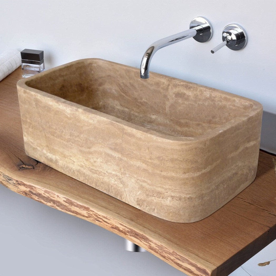 Villohome | Online Flooring Shop Stone Sinks 8-14 Weeks / (W)18" (L)30" (H)10" / Honed/Matte Noce Brown Travertine Farmhouse Hand-carved Apron Kitchen Sink (W)18" (L)30" (H)10" Noce Brown Travertine Farmhouse Hand-carved Apron Kitchen Sink (W)18" (L)30" (H)10"