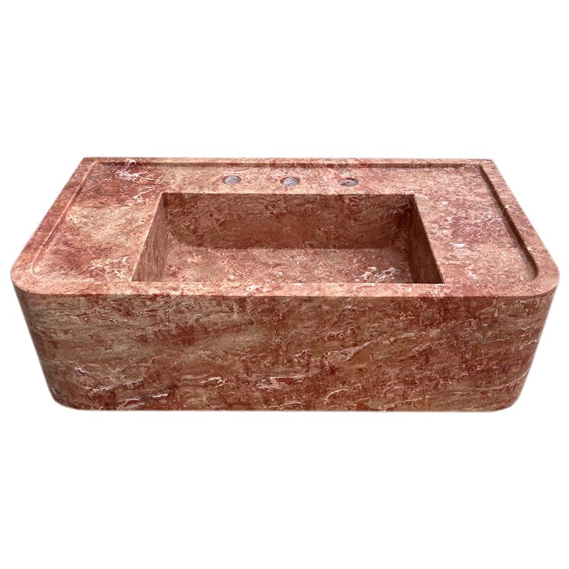 Villohome | Online Flooring Shop Stone Sinks Red Travertine Rectangular Wall-mount Bathroom Sink (W)16" (L)30" (H)8" Red Travertine Rectangular Wall-mount Bathroom Sink (W)16" (L)30" (H)8"