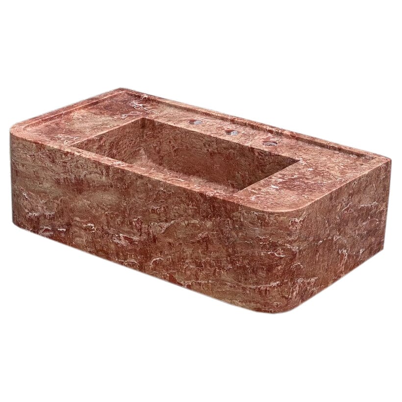 Villohome | Online Flooring Shop Stone Sinks Red Travertine Rectangular Wall-mount Bathroom Sink (W)16" (L)30" (H)8" Red Travertine Rectangular Wall-mount Bathroom Sink (W)16" (L)30" (H)8"