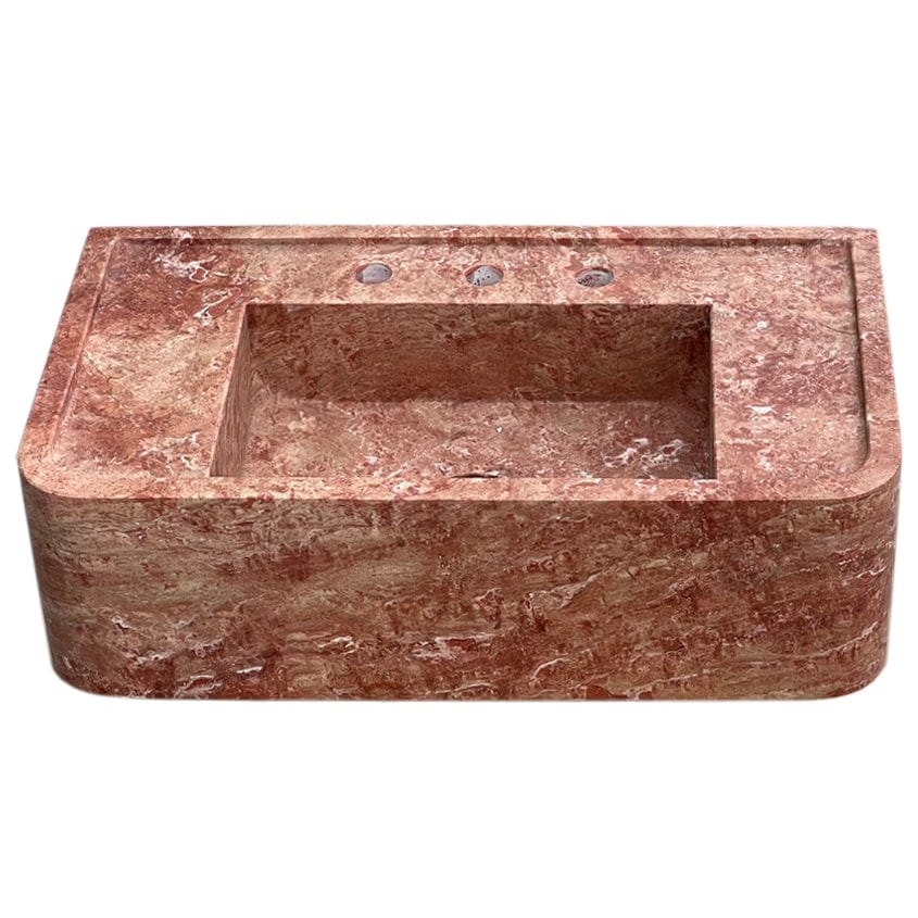 Villohome | Online Flooring Shop Stone Sinks Red Travertine Rectangular Wall-mount Bathroom Sink (W)16" (L)30" (H)8" Red Travertine Rectangular Wall-mount Bathroom Sink (W)16" (L)30" (H)8"