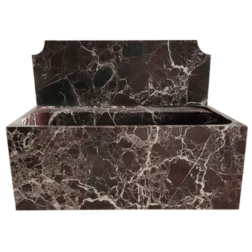 Villohome | Online Flooring Shop Stone Sinks Rosso Levanto Marble Wall-mount Bathroom Sink with 11" Backsplash (W)16" (L)30" (H)12" Rosso Levanto Marble Wall-mount Bathroom Sink with 11" Backsplash (W)16" (L)30" (H)12"