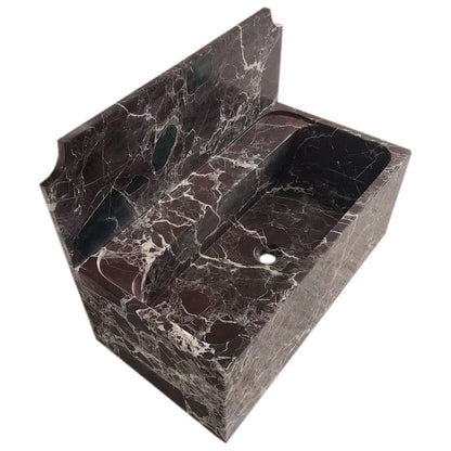 Villohome | Online Flooring Shop Stone Sinks Rosso Levanto Marble Wall-mount Bathroom Sink with 11" Backsplash (W)16" (L)30" (H)12" Rosso Levanto Marble Wall-mount Bathroom Sink with 11" Backsplash (W)16" (L)30" (H)12"