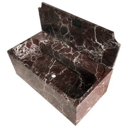Villohome | Online Flooring Shop Stone Sinks Rosso Levanto Marble Wall-mount Bathroom Sink with 11" Backsplash (W)16" (L)30" (H)12" Rosso Levanto Marble Wall-mount Bathroom Sink with 11" Backsplash (W)16" (L)30" (H)12"