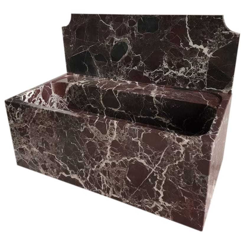 Villohome | Online Flooring Shop Stone Sinks Rosso Levanto Marble Wall-mount Bathroom Sink with 11" Backsplash (W)16" (L)30" (H)12" Rosso Levanto Marble Wall-mount Bathroom Sink with 11" Backsplash (W)16" (L)30" (H)12"