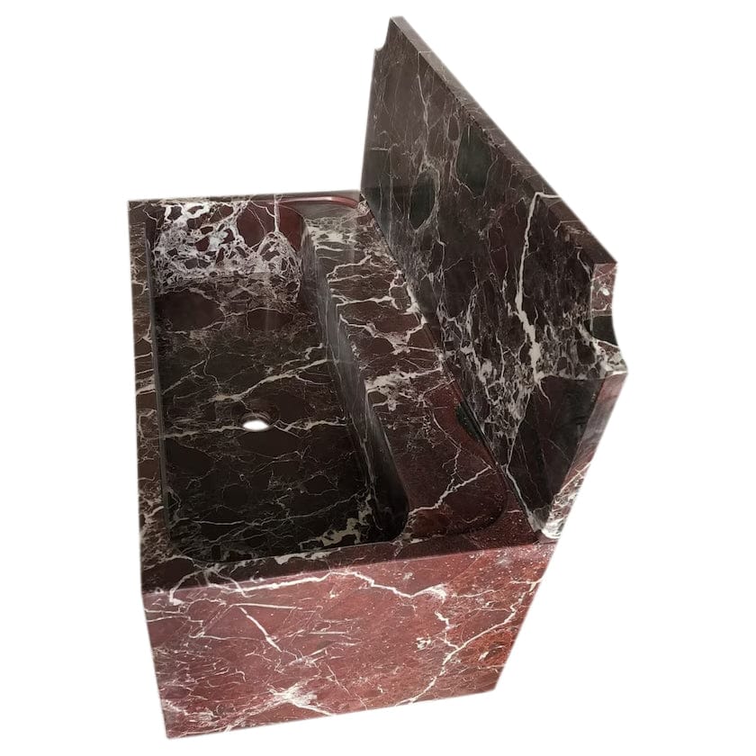 Villohome | Online Flooring Shop Stone Sinks Rosso Levanto Marble Wall-mount Bathroom Sink with 11" Backsplash (W)16" (L)30" (H)12" Rosso Levanto Marble Wall-mount Bathroom Sink with 11" Backsplash (W)16" (L)30" (H)12"