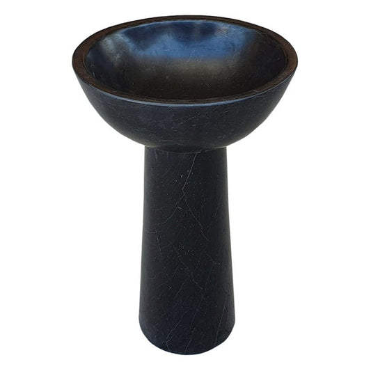 Villohome | Online Flooring Shop Stone Sinks Toros Black Marble Natural Stone Stand-Alone Pedestal Oval Top Sink (W)17" (L)20" (H)33.5" Toros Black Marble Natural Stone Stand-Alone Pedestal Oval Top Sink (W)17" (L)20" (H)33.5"