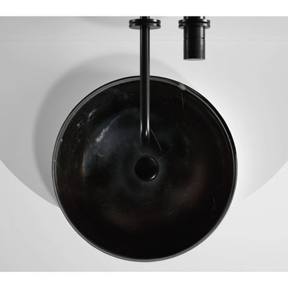 Villohome | Online Flooring Shop Stone Sinks Toros Black Natural Stone Marble Above Vanity Bathroom Sink Semi-Polished (D)16" (H)6" Toros Black Natural Stone Marble Above Vanity Bathroom Sink Semi-Polished (D)16" (H)6"