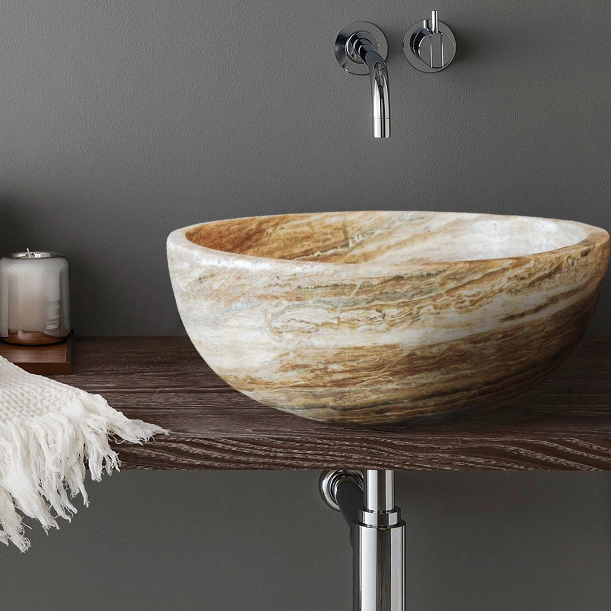 Villohome | Online Flooring Shop Stone Sinks 8-14 Weeks / (D)16" (H)6" / Polished Traonyx Natural Stone Above Vanity Bathroom Sink Honed (D)16" (H)6" Traonyx Natural Stone Above Vanity Bathroom Sink Honed (D)16" (H)6"
