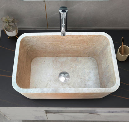 Villohome | Online Flooring Shop Stone Sinks Troia Light Travertine Rectangular Farmhouse Kitchen Sink Honed (W)18" (L)30" (H)10" Troia Light Travertine Rectangular Farmhouse Kitchen Sink Honed (W)18" (L)30" (H)10"