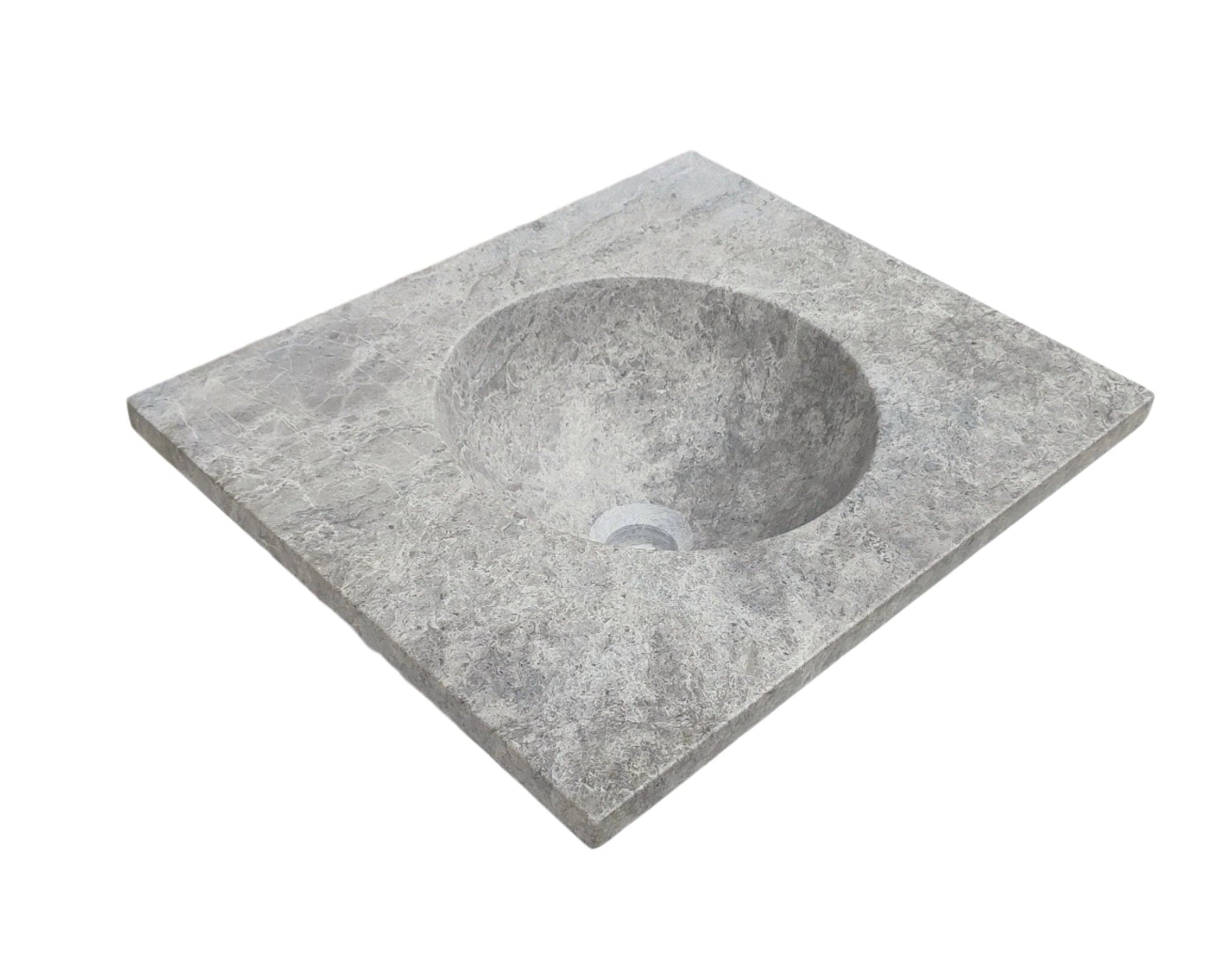 Villohome | Online Flooring Shop Stone Sinks 8-14 Weeks / (W)18"(L)15" (H)5" / Honed/Matte Tundra Grey Marble Rectangular Bathroom Vanity Honed with Round Sink (W)18" (L)15" Tundra Grey Marble Rectangular Bathroom Vanity Honed with Round Sink (W)18" (L)15"