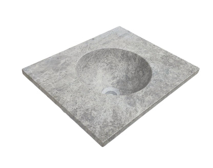 Villohome | Online Flooring Shop Stone Sinks 8-14 Weeks / (W)18"(L)15" (H)5" / Honed/Matte Tundra Grey Marble Rectangular Bathroom Vanity Honed with Round Sink (W)18" (L)15" Tundra Grey Marble Rectangular Bathroom Vanity Honed with Round Sink (W)18" (L)15"