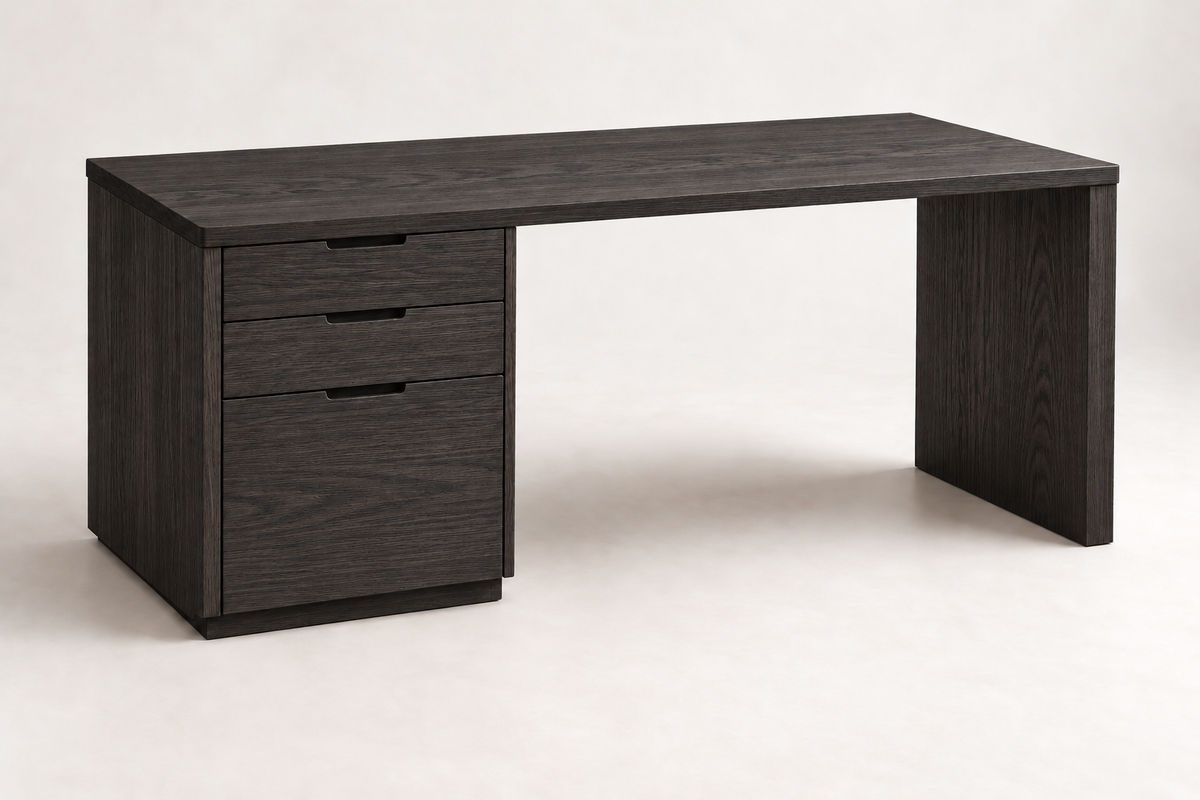 The Studio Desk – Black-Stained Plain-Sawn White Oak, design render