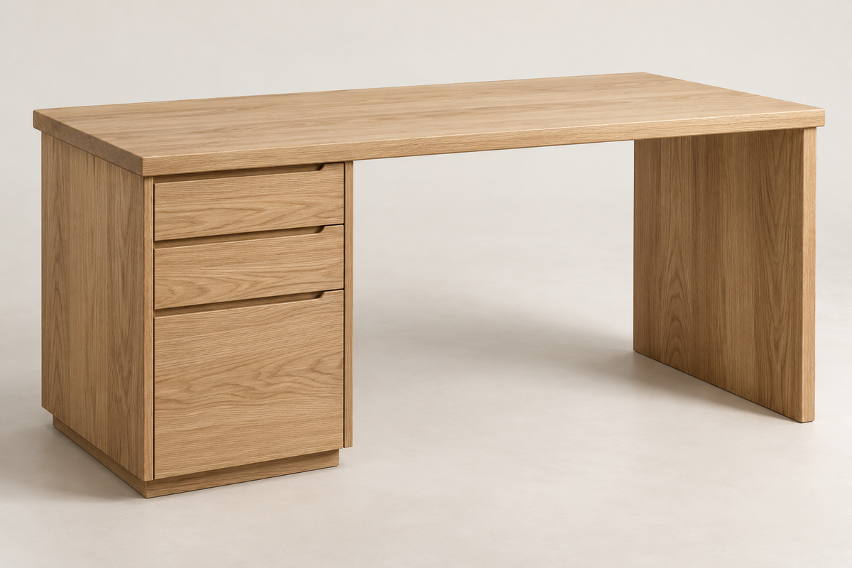 The Studio Desk – Natural Plain-Sawn White Oak, design render