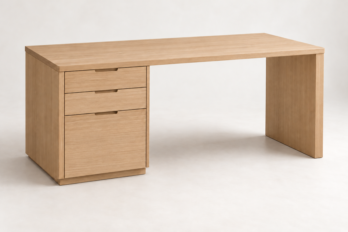 The Studio Desk – Natural Rift-Cut White Oak, design render