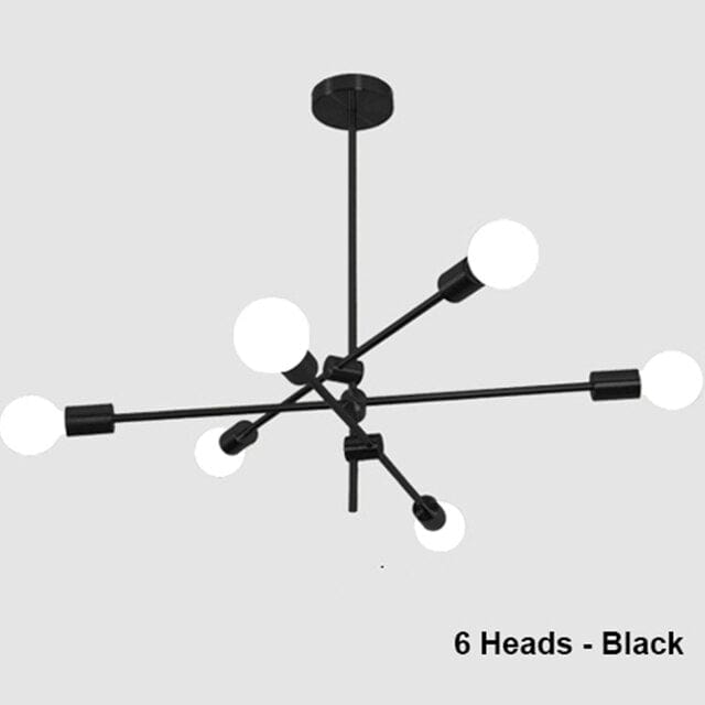 Residence Supply 6 Heads - 36.6" x 22.8" / 93cm x 58cm / Black Sunburst Chandelier
