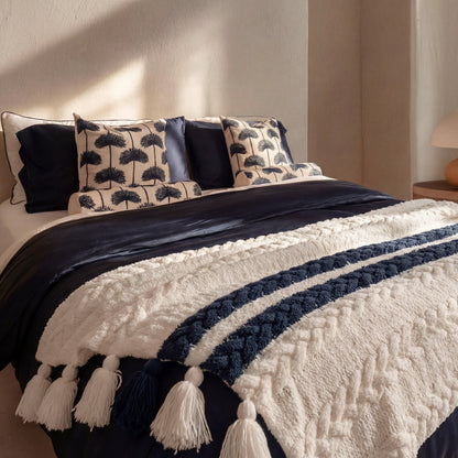 Palm Leaf Embroidered Throw Pillow.
