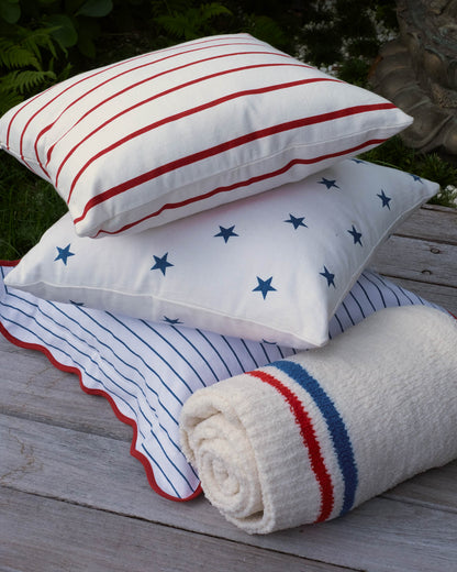 Coastal Americana Wavy Trim Throw Pillow.