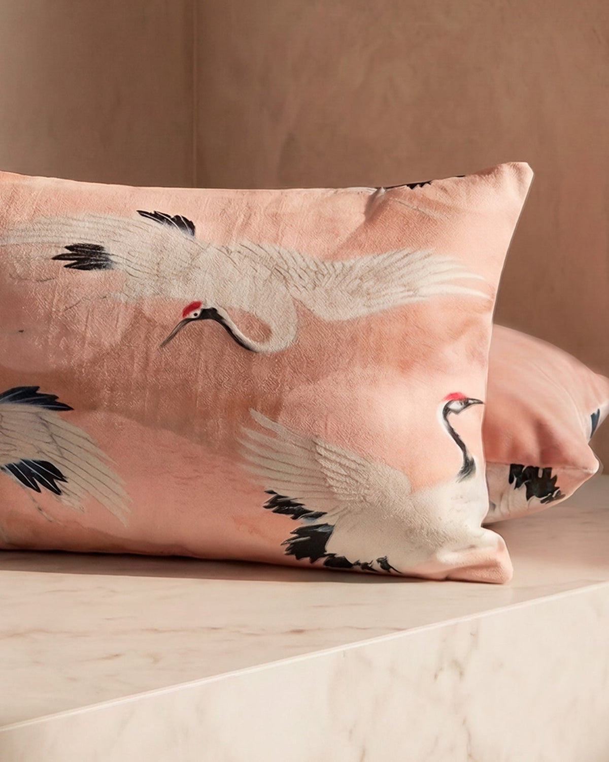 Crane in the Clouds Small Lumbar Pillow.