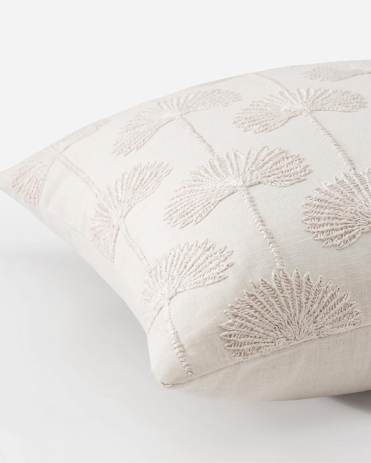 Palm Leaf Embroidered Throw Pillow.