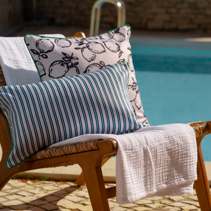 Striped Outdoor Small Lumbar Pillow.