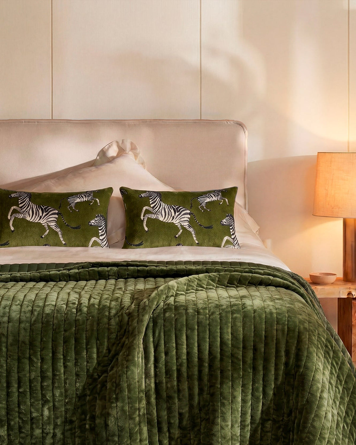 Velvet Watercolor Zebra Small Lumbar Pillow.