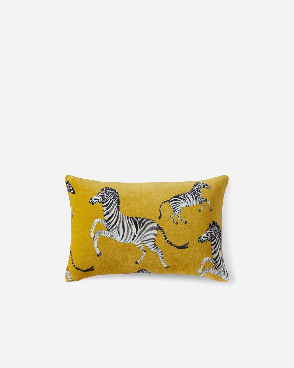 Velvet Watercolor Zebra Small Lumbar Pillow.
