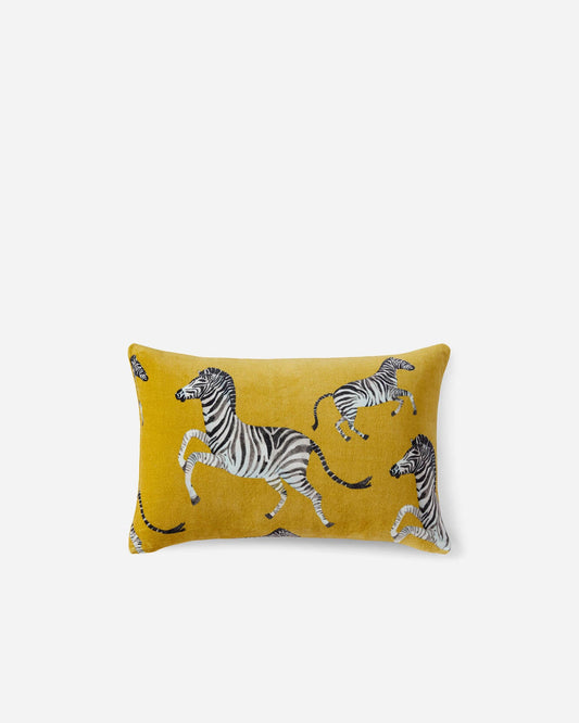 Velvet Watercolor Zebra Small Lumbar Pillow.