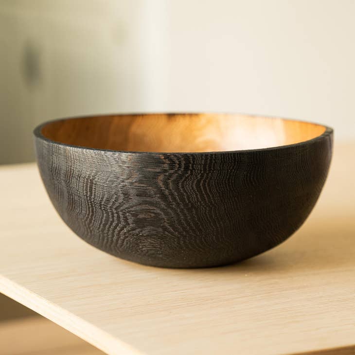 Ethical Trade Co Tabletop Half Charred Hand-Carved Ukrainian Charred Wood Bowl