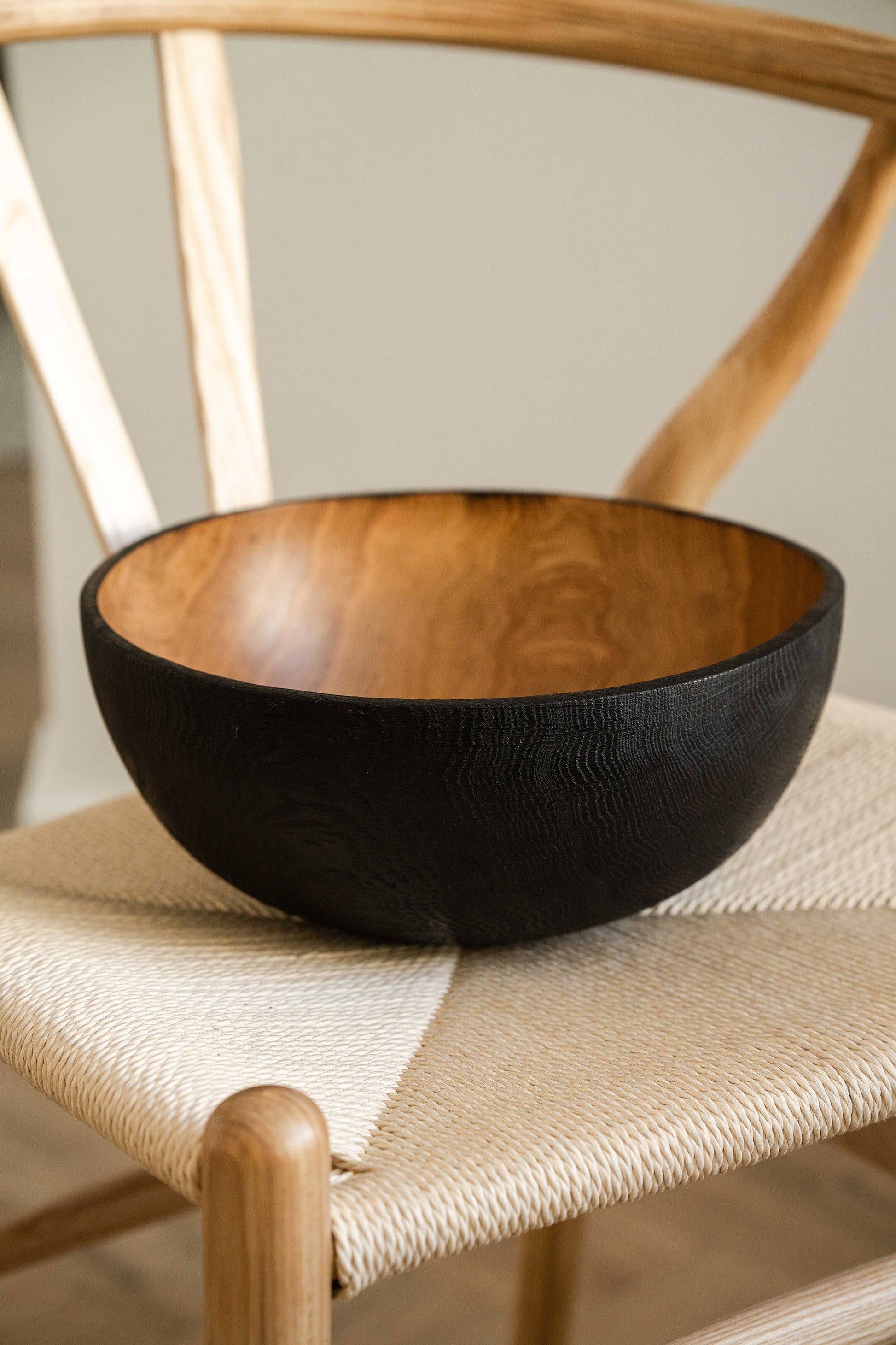 Ethical Trade Co Tabletop Hand-Carved Ukrainian Charred Wood Bowl