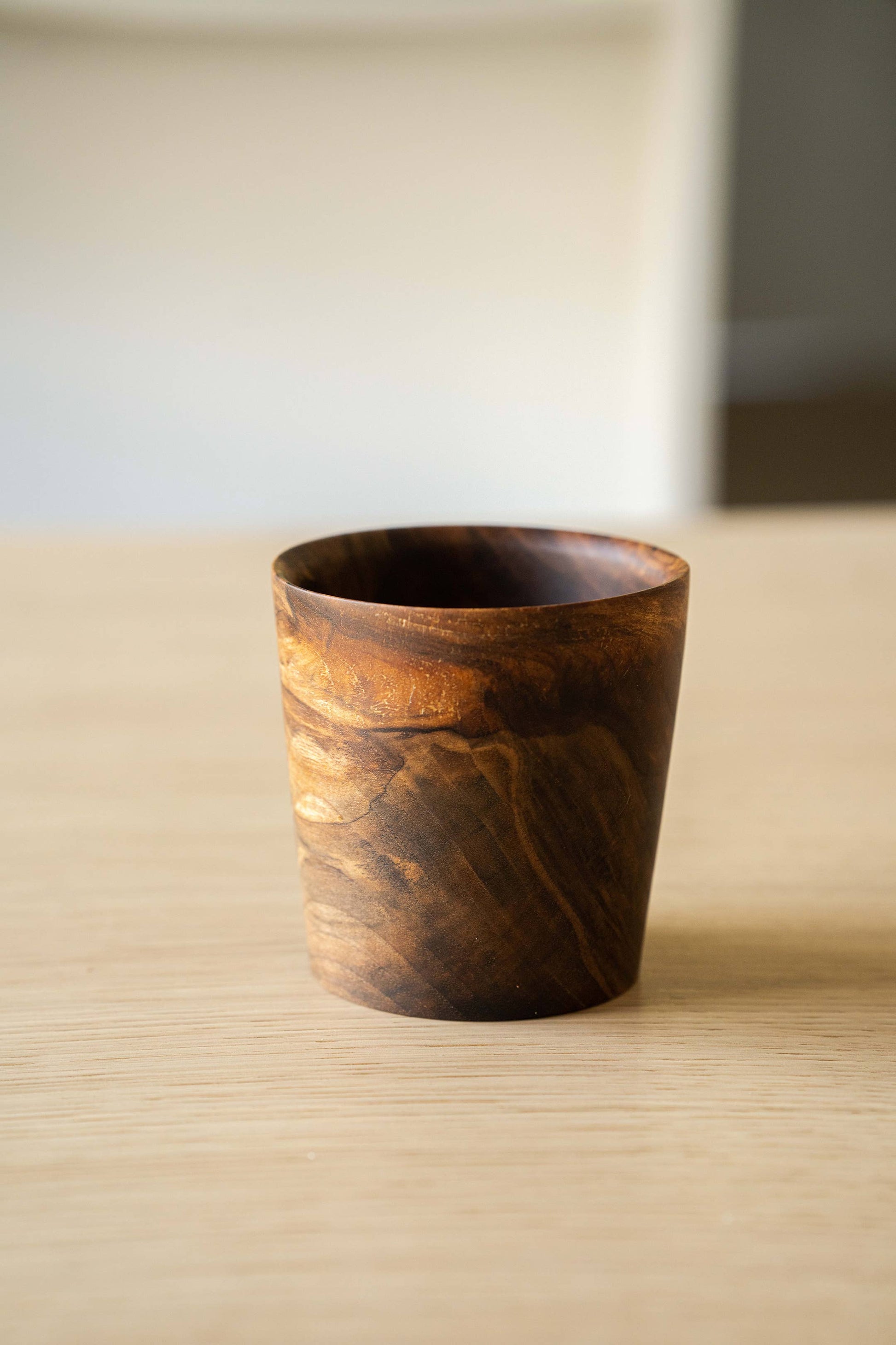 Ethical Trade Co Tabletop Hand-Carved Ukrainian Walnut Wood Coffee Cups