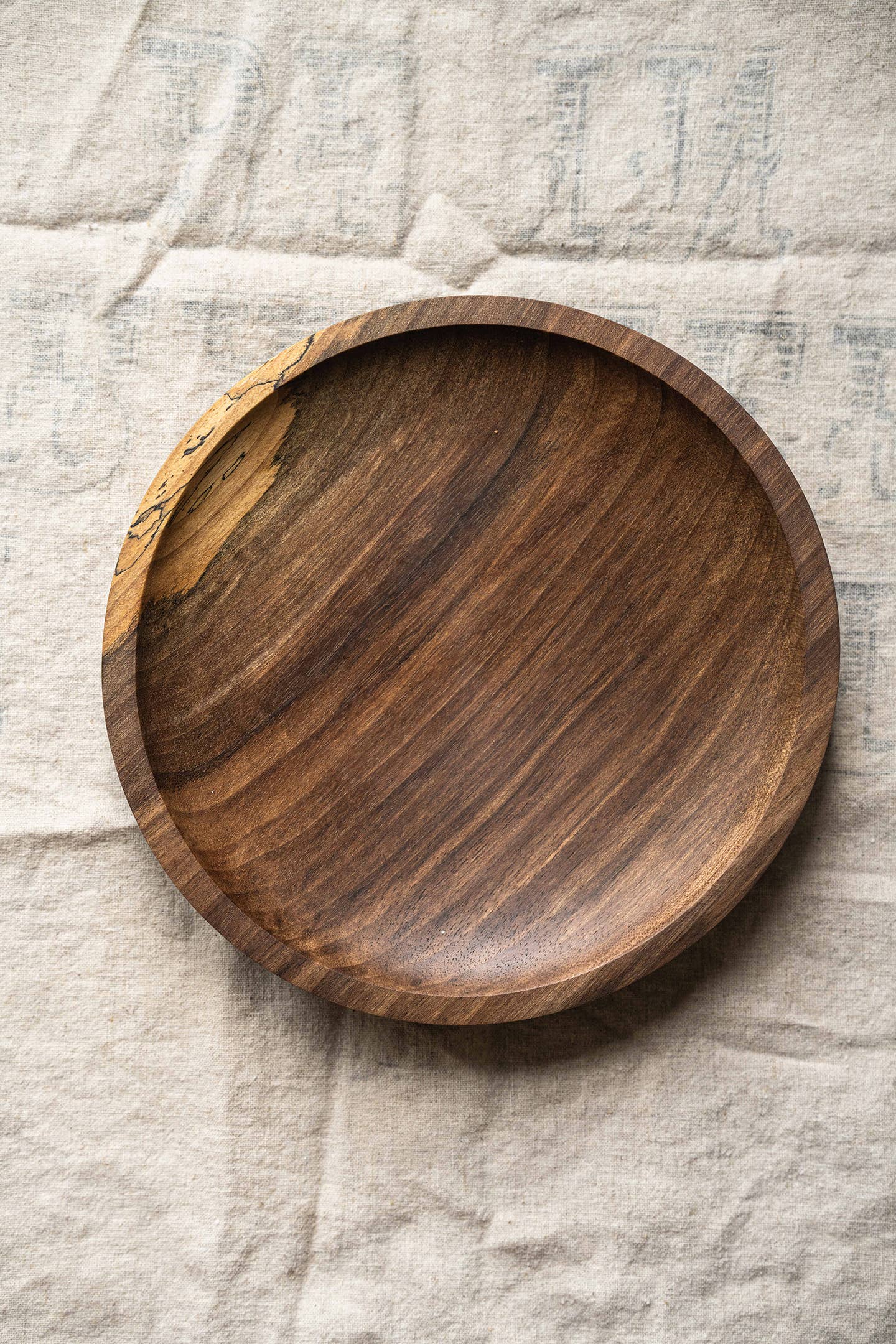 Ethical Trade Co Tabletop Salad Plate Hand-Carved Ukrainian Walnut Wood Dinner Plates