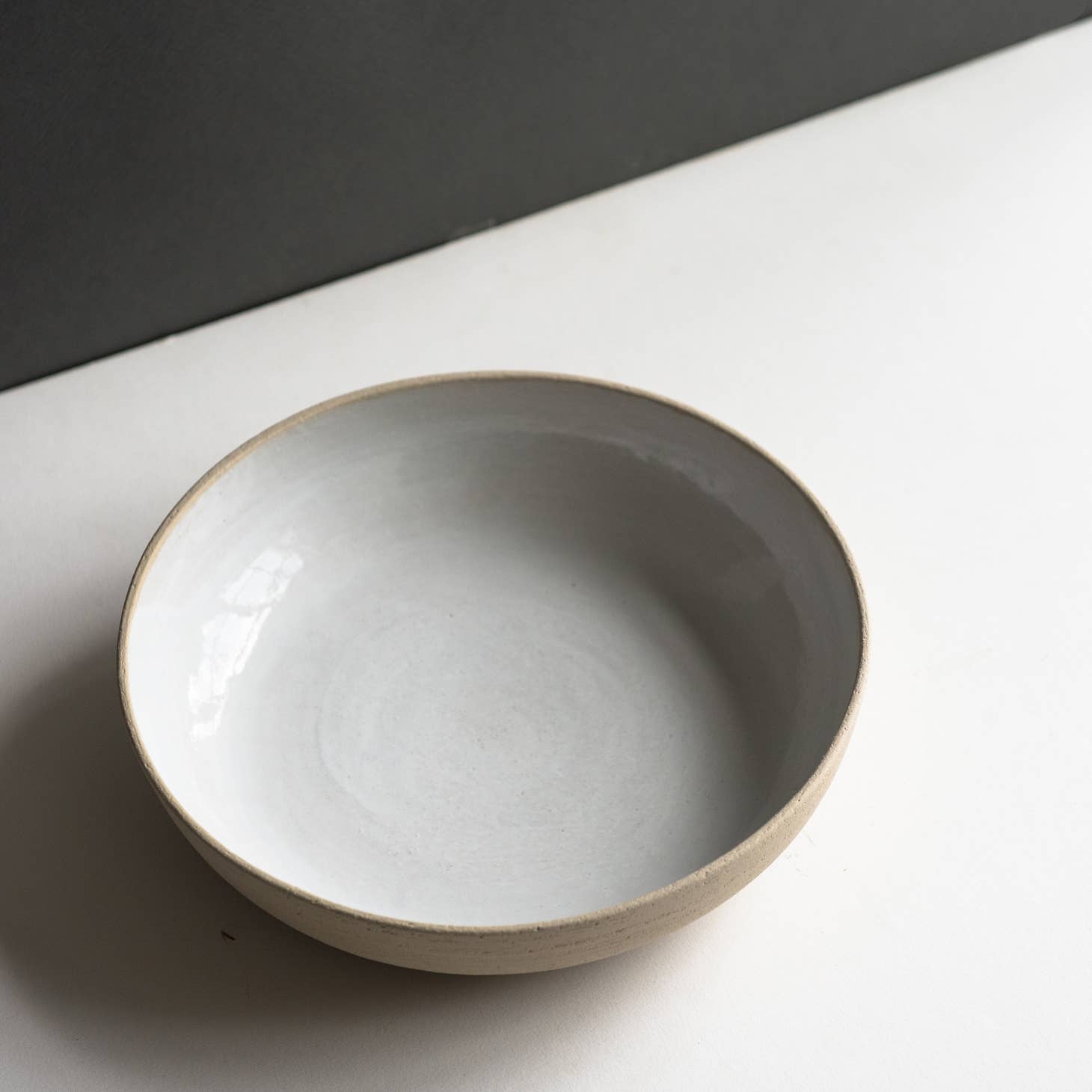 Ethical Trade Co Tabletop Salad Bowl / Grey Handmade Ukrainian Stoneware Bowl